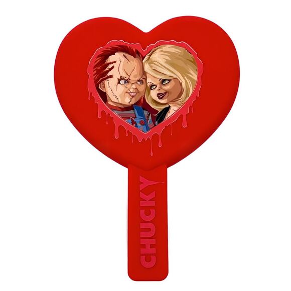 Glamlite x Chucky & Tiff Mirror Romance Is Dead Heart Shaped Hand Mirror Collab - Picture 1 of 7